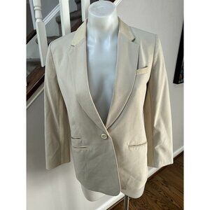 Elizabeth and James Leather Trimmed Blazer Ivory Size 2